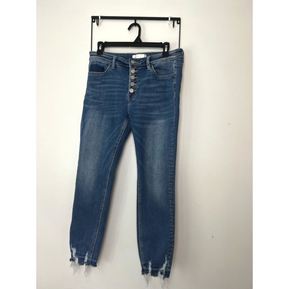Vervet by Flying Monkey‎ Blue Button Fly Jeans Frayed Hem Size 29